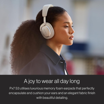 Bowers & Wilkins Px7 S3 Wireless Headphones, Noise Cancelling Over-Ear Bluetooth Headphones with aptX™ Adaptive, 8-Mic ANC, Fast Charging, 30-Hour Battery Life - Anthracite Black