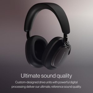 Bowers & Wilkins Px8 S2 Noise Cancelling Wireless Headphones with Bluetooth Audio, & Quick Charge, 30 Hours of High-Resolution Playback and Built-In Microphone – Onyx Black