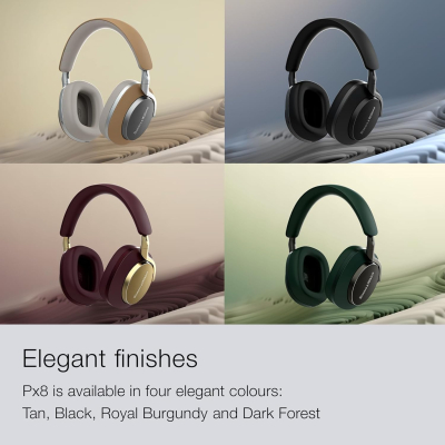 Bowers & Wilkins Px8 Wireless Headphones, Noise Cancelling Over-Ear Bluetooth Headphones with High-Resolution Audio, 6-Mic ANC, Fast-Charge, 30-Hour Battery Life - Black