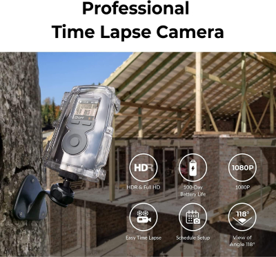 Brinno BCC300-M Time Lapse Bundle, Outdoor Timelapse Recording, Long Battery Life, HDR FHD1080P, IPX4 Waterproof Housing, Wall Mount and LCD Screen