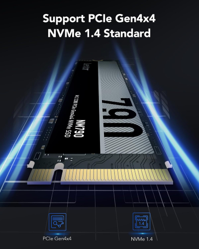Lexar NM790 SSD 2TB, M.2 2280 PCIe Gen4x4 NVMe 1.4 Internal SSD, Up to 7,400MB/s Read, Up to 6,500MB/s Write, Internal Solid State Drive for PS5, PC, Laptop, Gamers, Professionals