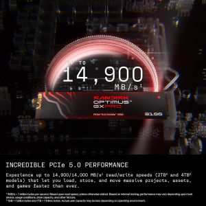 SANDISK Optimus GX PRO 8100 PCIe Gen 5 NVMe SSD 1TB (Up to 14,900/11,000MB/s read/write speeds, Next Gen TLC 3D CBA NAND)
