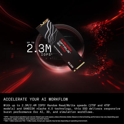 SANDISK Optimus GX PRO 8100 PCIe Gen 5 NVMe SSD 8TB (Up to 14,900M/13,200MB/s read/write speeds, Next Gen TLC 3D CBA NAND, Up to 4,800TBW)