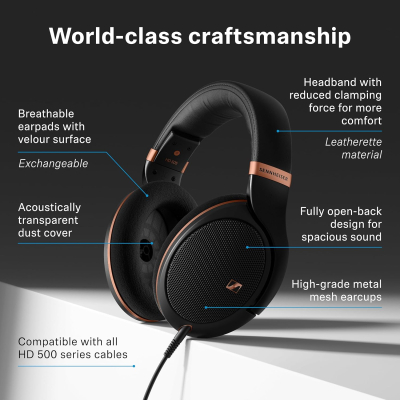 Sennheiser HD 505 Wired Headphones Over Ear With Transparent Sound and Controlled Bass, Enhanced Comfort Open Ear Headphones for Music, Work, Gaming, Audiophiles, Students,...