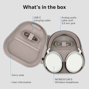 Sennheiser MOMENTUM 5 Wireless Noise Cancelling Headphones – Bluetooth Headphones with Crystal‑Clear Calls, Adaptive ANC, Over‑Ear Design, 57‑Hour Battery, Dolby Atmos and...