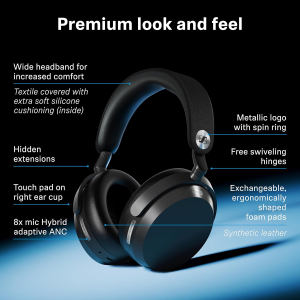 Sennheiser MOMENTUM 5 Wireless Noise Cancelling Headphones – Bluetooth Headphones with Crystal‑Clear Calls, Adaptive ANC, Over‑Ear Design, 57‑Hour Battery, Dolby Atmos and...