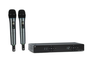 Sennheiser XSW 1-825 DUAL-E 2-Channel Wireless Microphone System for Singers & Presenters | Evolution Mic Capsules, Integrated Antennas & up to 10 Compatible Channels (508267)