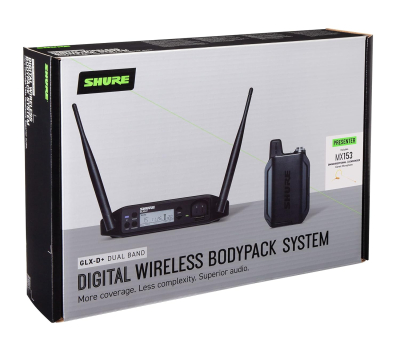 Shure GLXD14+/MX53 Dual Band Pro Digital Wireless Microphone System for Broadcast, Church, Presentations - 12-Hour Battery Life, 100 ft Range | MX153 Headset Mic, Single Channel...