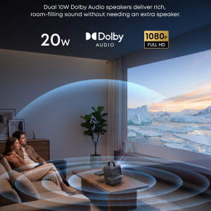 soundcore Nebula P1i Smart Portable Projector with Google TV | 1080p Full HD, 380 ANSI Lumens, Wi-Fi & Bluetooth, Flippable Design, All-Glass Lenses, Dolby Audio, Dual 10W Stereo