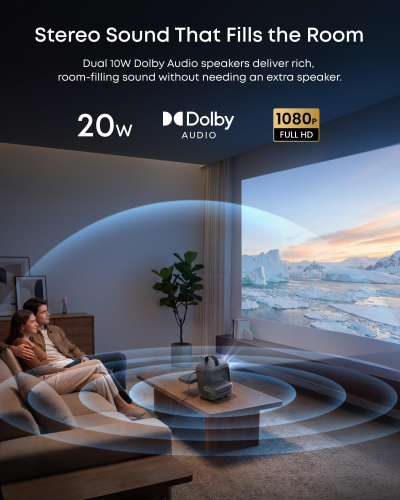 soundcore Nebula P1i Smart Portable Projector with Google TV | 1080p Full HD, 380 ANSI Lumens, Wi-Fi & Bluetooth, Flippable Design, All-Glass Lenses, Dolby Audio, Dual 10W Stereo