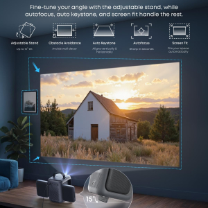 soundcore Nebula P1i Smart Portable Projector with Google TV | 1080p Full HD, 380 ANSI Lumens, Wi-Fi & Bluetooth, Flippable Design, All-Glass Lenses, Dolby Audio, Dual 10W Stereo