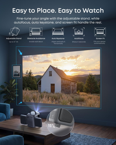 soundcore Nebula P1i Smart Portable Projector with Google TV | 1080p Full HD, 380 ANSI Lumens, Wi-Fi & Bluetooth, Flippable Design, All-Glass Lenses, Dolby Audio, Dual 10W Stereo