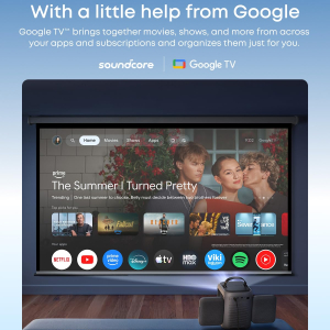 soundcore Nebula P1i Smart Portable Projector with Google TV | 1080p Full HD, 380 ANSI Lumens, Wi-Fi & Bluetooth, Flippable Design, All-Glass Lenses, Dolby Audio, Dual 10W Stereo