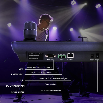 Tenveo NDI PTZ Camera Controller, 7" LCD Quad-Screen Real-time Preview, 4D PTZ Joystick Controller, NDI License Included, Support NDI PoE VISCA Pelco-D/P for Church Worship Live...