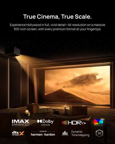 XGIMI TITAN Noir 4K Laser Projector, 4800 ISO Lumens, Home Theater & Gaming | RGB Triple Laser, 7000:1 Native Contrast, Dual Iris, Dolby Vision, IMAX Enhanced, 240Hz/1ms Gaming,...