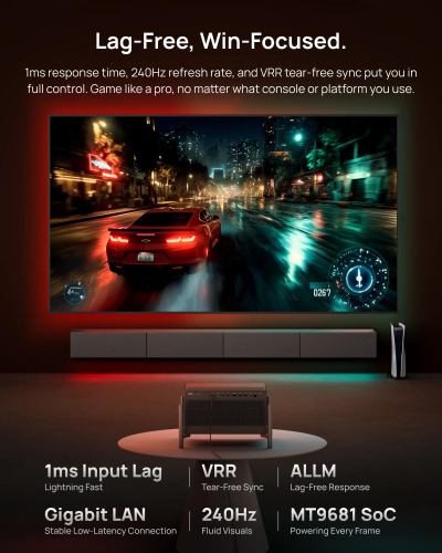 XGIMI TITAN Noir 4K Laser Projector, 4800 ISO Lumens, Home Theater & Gaming | RGB Triple Laser, 7000:1 Native Contrast, Dual Iris, Dolby Vision, IMAX Enhanced, 240Hz/1ms Gaming,...