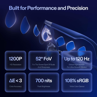 XREAL 1S AR Glasses, 500" Virtual Screen Smart Glasses with 52° FOV, Native 3DoF, REAL 3D, Powered by X1 Chip, Supports All USB-C DP Devices Including iPhone 17/16/15, Steam...
