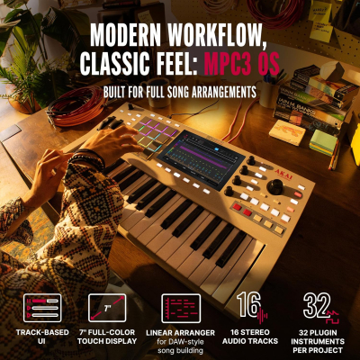 Akai Professional MPC Key 37 G2 Next-Gen Standalone Production Keyboard | Synthesizer for Producers, for Sampling and Sequencing, with USB-C, 37 Keys, 16 MPC Pads, 8-Core...
