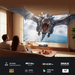 AWOL Aetherion Pro 4K Ultra Short Throw Triple Laser Projector, 2600 ISO Lumens, PixelLock Clarity, 6000:1 Native Contrast, Anti–RBE Technology, 200" Display, Dolby Vision, Home...
