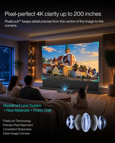 AWOL Aetherion Pro 4K Ultra Short Throw Triple Laser Projector, 2600 ISO Lumens, PixelLock Clarity, 6000:1 Native Contrast, Anti–RBE Technology, 200" Display, Dolby Vision, Home...