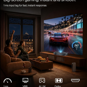 AWOL Aetherion Pro 4K Ultra Short Throw Triple Laser Projector, 2600 ISO Lumens, PixelLock Clarity, 6000:1 Native Contrast, Anti–RBE Technology, 200" Display, Dolby Vision, Home...