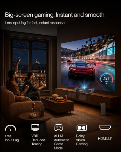 AWOL Aetherion Pro 4K Ultra Short Throw Triple Laser Projector, 2600 ISO Lumens, PixelLock Clarity, 6000:1 Native Contrast, Anti–RBE Technology, 200" Display, Dolby Vision, Home...