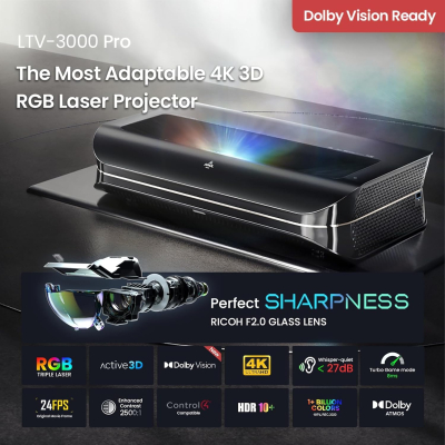 AWOL VISION LTV-3000 Pro 4K 3D RGB Ultra-Short-Throw Projectors, with Dolby Vision & Atmos, HDR10+, 150" UST Laser TV Projector, Home Cinema Laser Projector (includes Fire TV...