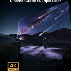 JMGO N1S Ultimate Triple Laser 4K Projector, 3300 ISO Lumens, Google TV