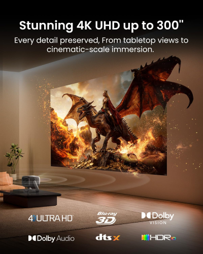 JMGO N3 Ultimate Triple Laser 4K Projector, 3-in-1,5800 ISO Lumens