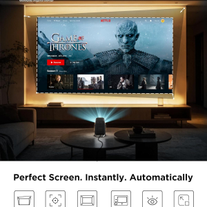 TCL C1 Portable Projector for Home Cinema & Bedroom, Native 1080P 4K Supported Mini Projector, Licensed Google TV & Netflix, WiFi, Bluetooth, Auto Focus Smart Projector