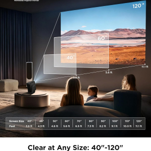 TCL C1 Portable Projector for Home Cinema & Bedroom, Native 1080P 4K Supported Mini Projector, Licensed Google TV & Netflix, WiFi, Bluetooth, Auto Focus Smart Projector