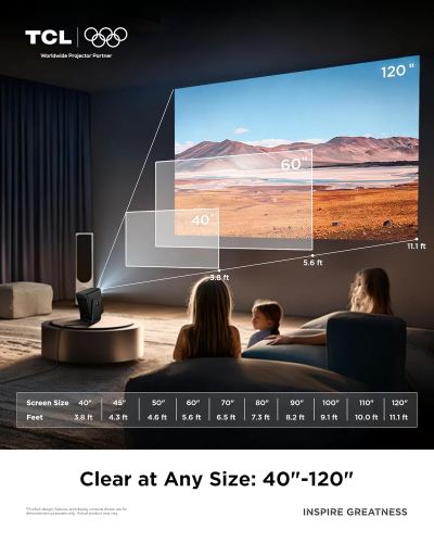 TCL C1 Portable Projector for Home Cinema & Bedroom, Native 1080P 4K Supported Mini Projector, Licensed Google TV & Netflix, WiFi, Bluetooth, Auto Focus Smart Projector