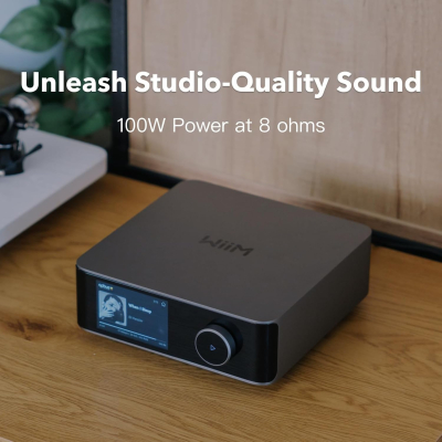 WiiM Amp Ultra Stereo Streaming Amplifier, HDMI ARC & RoomFit, Space Gray | Upgrade Passive Speakers with 100W/ch at 8Ω, Hi-Res Sound, Touchscreen Control, RoomFit Correction,...
