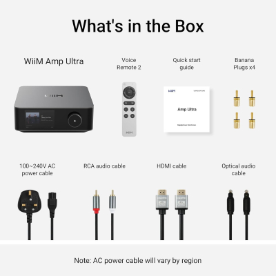 WiiM Amp Ultra Stereo Streaming Amplifier, HDMI ARC & RoomFit, Space Gray | Upgrade Passive Speakers with 100W/ch at 8Ω, Hi-Res Sound, Touchscreen Control, RoomFit Correction,...