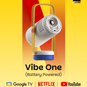 XGIMI Vibe One Battery Powered Mini 1080P Smart Portable Projector | Google TV with Licensed Netflix, Sound by JBL, Built-in Battery, Auto Focus Auto Keystone, Video...
