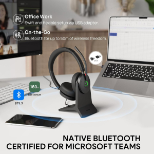 Yealink BH74 UC ANC Wireless Headset with Microphone for PC,Open Office WFH | 6 AI Noise Cancelling Mic,Bluetooth Headset with Charging Dock,32H Talk Time & Mute Button,USB C/A...