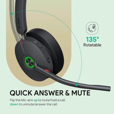 Yealink BH74 UC ANC Wireless Headset with Microphone for PC,Open Office WFH | 6 AI Noise Cancelling Mic,Bluetooth Headset with Charging Dock,32H Talk Time & Mute Button,USB C/A...