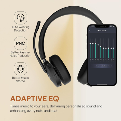 Yealink BH74 UC ANC Wireless Headset with Microphone for PC,Open Office WFH | 6 AI Noise Cancelling Mic,Bluetooth Headset with Charging Dock,32H Talk Time & Mute Button,USB C/A...