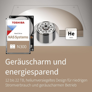 Toshiba N300 16TB Internal NAS Hard Drive, 3.5â€™â€™ SATA HDD, 7200 RPM, 24/7 Operation, Supports 1-8 bay systems, 512MB Cache, 180TB/Year workload, 3yr Warranty (HDWG51GUZSVA).